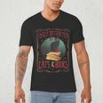 Cats And Books Lover Reading Literary Feline Humor Men's V-Neck T-Shirt Cats And Books Lover Reading Literary Feline Humor Men's V-Neck T-Shirt