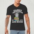 Cats And Books Read Reading Librarian Book Across America Men's V-Neck T-Shirt