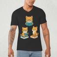 Cats Reading Book Lover Reading Bookworm Reader Men's V-Neck T-Shirt