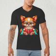 Chihuahua Reading a Book Dog Men's V-Neck T-Shirt Chihuahua Reading a Book Dog Men's V-Neck T-Shirt
