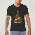 Christmas Book Tree Bookshelf Holiday For Readers Librarians Men's V-Neck T-Shirt Christmas Book Tree Bookshelf Holiday For Readers Librarians Men's V-Neck T-Shirt
