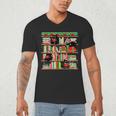 Christmas Cat Santa Bookshelves Book Lover Reader Men's V-Neck T-Shirt