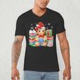 Christmas Gingerbread Man Reading Book Snowflake Teacher Men's V-Neck T-Shirt Christmas Gingerbread Man Reading Book Snowflake Teacher Men's V-Neck T-Shirt
