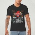 Christmas Matching Most Likely To Read A Book PJS Men's V-Neck T-Shirt