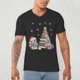 Christmas A Penguin Reading Book Snowflake Cocoa Hot Teacher Men's V-Neck T-Shirt Christmas A Penguin Reading Book Snowflake Cocoa Hot Teacher Men's V-Neck T-Shirt