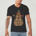 Christmas Snowman Made Of Books Holiday Reading Xmas Men's V-Neck T-Shirt