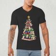 Christmas Tree Of Books For Readers And Librarians Men's V-Neck T-Shirt Christmas Tree Of Books For Readers And Librarians Men's V-Neck T-Shirt