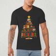 Christmas Tree Bookshelf Book Lover Library Men Women Kids Men's V-Neck T-Shirt