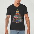Christmas Tree Made Of Books Librarian Reader Holiday Men's V-Neck T-Shirt Christmas Tree Made Of Books Librarian Reader Holiday Men's V-Neck T-Shirt