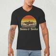 Coffee Beans & Books Retro Bookworm Librarian Men's V-Neck T-Shirt