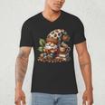 Coffee And Book Reading Accessories For Book Lovers Gnome Men's V-Neck T-Shirt Coffee And Book Reading Accessories For Book Lovers Gnome Men's V-Neck T-Shirt