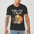 Coffee Cats & Books Lover For Women & Girls Coffee Men's V-Neck T-Shirt