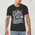 Coffee Cats & Books Reading Book Lover Reader Men's V-Neck T-Shirt Coffee Cats & Books Reading Book Lover Reader Men's V-Neck T-Shirt