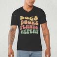 Colorful Dogs Books Plants Repeat Men's V-Neck T-Shirt Colorful Dogs Books Plants Repeat Men's V-Neck T-Shirt