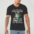All The Cool Dinosaurs Are Reading Book Reader T-Rex Kawaii Men's V-Neck T-Shirt