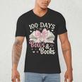 Coquette 100 Days Of Bows Books Reading 100th Day Of School Men's V-Neck T-Shirt Coquette 100 Days Of Bows Books Reading 100th Day Of School Men's V-Neck T-Shirt