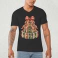 Coquette Christmas Book Tree Xmas Lights Librarian Teacher Men's V-Neck T-Shirt Coquette Christmas Book Tree Xmas Lights Librarian Teacher Men's V-Neck T-Shirt