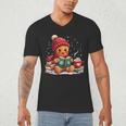 Cozy Gingerbread Christmas Reading Book Xmas Snowflakes Fall Men's V-Neck T-Shirt