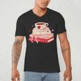 Cute Books And Coffee Crochet Valentines Day Tee For Couples Men's V-Neck T-Shirt