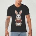 Cute Bookworm Bunny Reading For Kids And Teachers Men's V-Neck T-Shirt Cute Bookworm Bunny Reading For Kids And Teachers Men's V-Neck T-Shirt