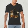 Cute Cat Book Flowers Men's V-Neck T-Shirt Cute Cat Book Flowers Men's V-Neck T-Shirt