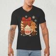 Cute Christmas Books Gingerbread Xmas Book Lover Teacher Men's V-Neck T-Shirt