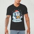 Cute Christmas Penguin Reading Book Cozy Winter Holiday Art Men's V-Neck T-Shirt Cute Christmas Penguin Reading Book Cozy Winter Holiday Art Men's V-Neck T-Shirt