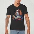 Cute Dog Basset Hound Reading Book Men's V-Neck T-Shirt