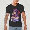 Cute Dragon Read Books Be Kind Stay Weird Book Lover Men's V-Neck T-Shirt