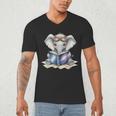 Cute Elephant Reading Universe Book Men's V-Neck T-Shirt