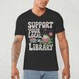 Cute Frog Support Your Local Library Librarian Book Lover Men's V-Neck T-Shirt Cute Frog Support Your Local Library Librarian Book Lover Men's V-Neck T-Shirt