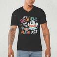Cute Ghost Book Halloween Spooky Boo School Art Teacher Men's V-Neck T-Shirt