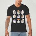 Cute Ghost Reading Books Teacher Halloween Reading Men Women Kids Men's V-Neck T-Shirt