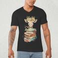 Cute Giraffe With Book Floral Bookworm Librarian Book Lover Men's V-Neck T-Shirt Cute Giraffe With Book Floral Bookworm Librarian Book Lover Men's V-Neck T-Shirt