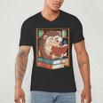 Cute Hedgehog Book Nerd Men's V-Neck T-Shirt Cute Hedgehog Book Nerd Men's V-Neck T-Shirt