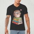 Cute Hedgehog Reading Books Animal Lover Reader Bookworm Men's V-Neck T-Shirt Cute Hedgehog Reading Books Animal Lover Reader Bookworm Men's V-Neck T-Shirt