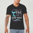 Cute Mermaid Librarian Teacher Dive Into A Good Book Reading Men's V-Neck T-Shirt