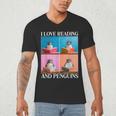 Cute Penguin Reading Book School Librarian Teacher Student Men's V-Neck T-Shirt