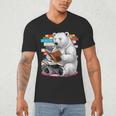 Cute Polar Bear Is Reading a Book Reading Polar Bear Men's V-Neck T-Shirt Cute Polar Bear Is Reading a Book Reading Polar Bear Men's V-Neck T-Shirt