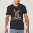 Cute Rabbit Bunny Book Lover Men's V-Neck T-Shirt