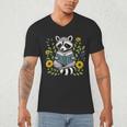 Cute Raccoon Reading Book Flowers Men's V-Neck T-Shirt Cute Raccoon Reading Book Flowers Men's V-Neck T-Shirt