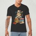 Cute Reading Chicken With Glasses Books Bookworm Reader Book Men's V-Neck T-Shirt