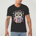 Cute Reading Owl Book Lover Teacher Librarian Bookworm Men's V-Neck T-Shirt Cute Reading Owl Book Lover Teacher Librarian Bookworm Men's V-Neck T-Shirt