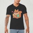 Cute Squirrel Reading A Book Lovers Anime Kawaii Women Kids Men's V-Neck T-Shirt