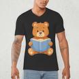 Cute Teddy Bear Reading Book Adorable For Readers Men's V-Neck T-Shirt Cute Teddy Bear Reading Book Adorable For Readers Men's V-Neck T-Shirt
