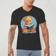 Cute Teddy Bear Reading Book Fun Men's V-Neck T-Shirt