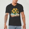 Daffodils Flowers Book Floral Men's V-Neck T-Shirt