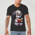 Dalmatian Reading a Book Dog Men's V-Neck T-Shirt