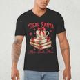 Dear Santa More Books Please Coquette Bow Books Christmas Men's V-Neck T-Shirt Dear Santa More Books Please Coquette Bow Books Christmas Men's V-Neck T-Shirt
