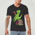 Dino Reading Read Reading Librarian Book Men Boys Kids Men's V-Neck T-Shirt Dino Reading Read Reading Librarian Book Men Boys Kids Men's V-Neck T-Shirt